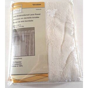 NEW Ivory Lace Curtain Panel Floral Cecelia Cottage Country Romantic 54x84